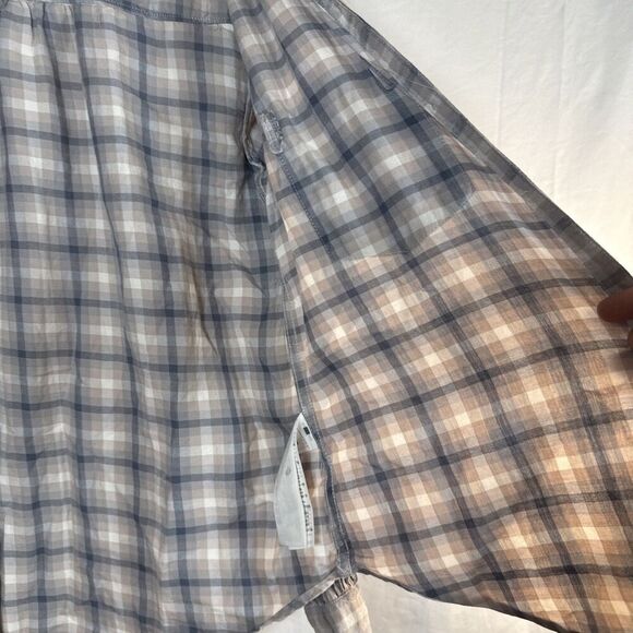 Abercrombie & Fitch Tan & Blue Plaid Button Up Shirt Women’s Size SMALL Preowned - Picture 9 of 16